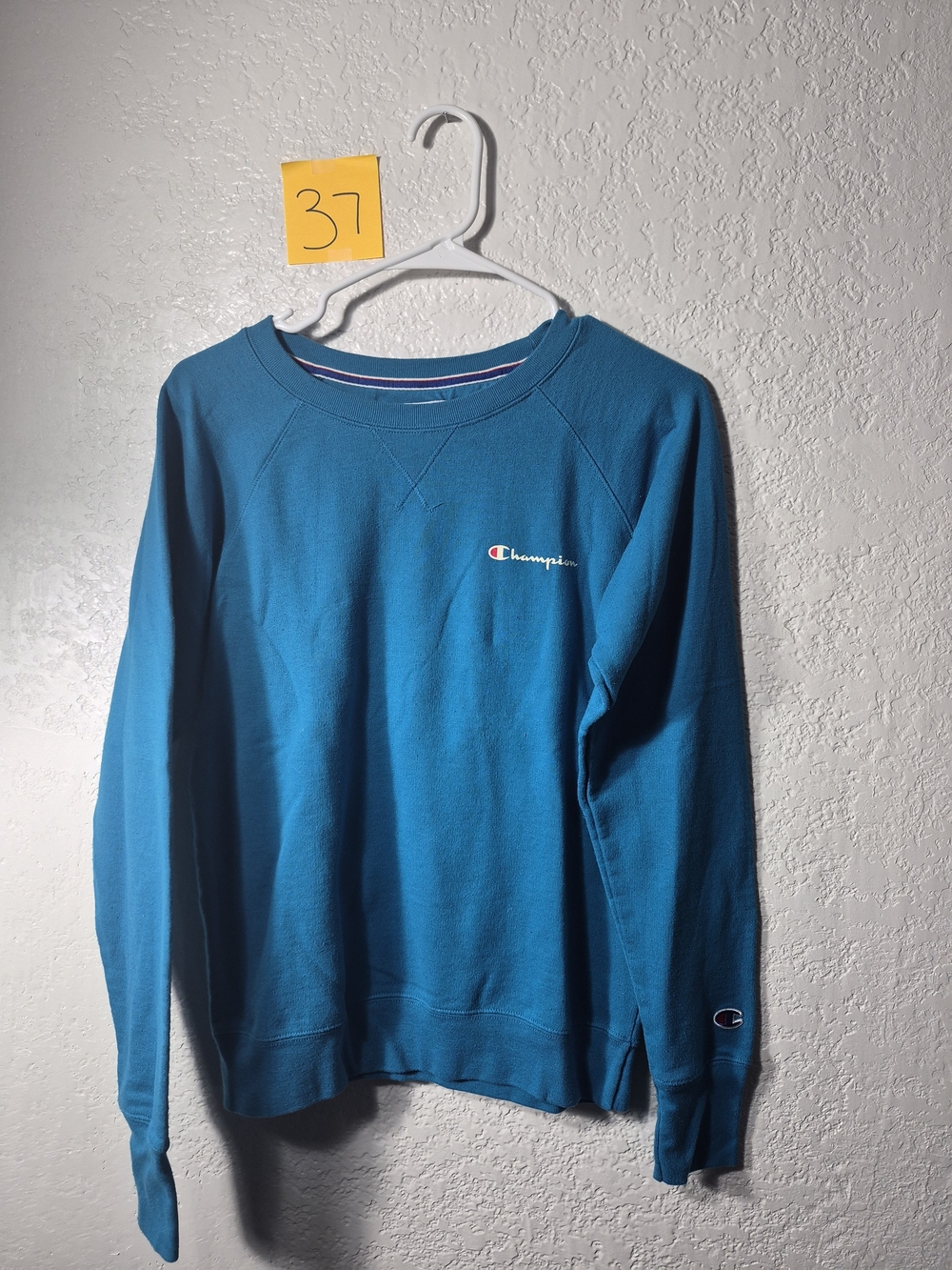 Champion Womens Teal Crewneck Sweatshirt with Small Logo - S